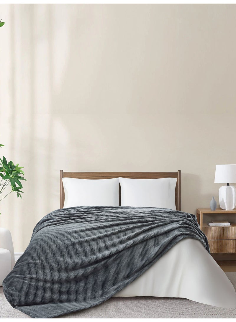 Donetella Fleece Blanket, Single Size 170x240 cm, 300 GSM, Waffle Texture - Lightweight Ultra Soft & Warm Solid Throw Blanket, Cozy for Sofa, Bed & Couch  - Image 1