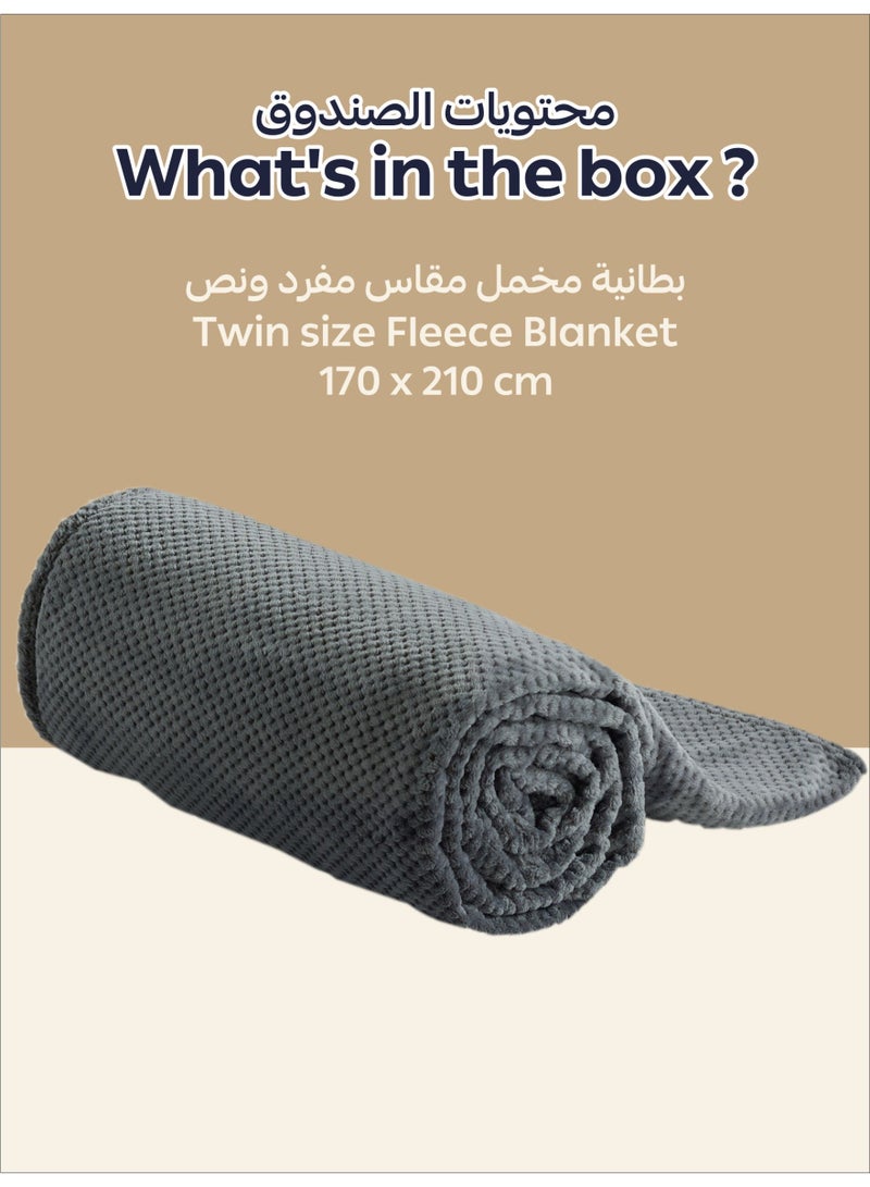 Donetella Fleece Blanket, Single Size 170x240 cm, 300 GSM, Waffle Texture - Lightweight Ultra Soft & Warm Solid Throw Blanket, Cozy for Sofa, Bed & Couch  - Image 3