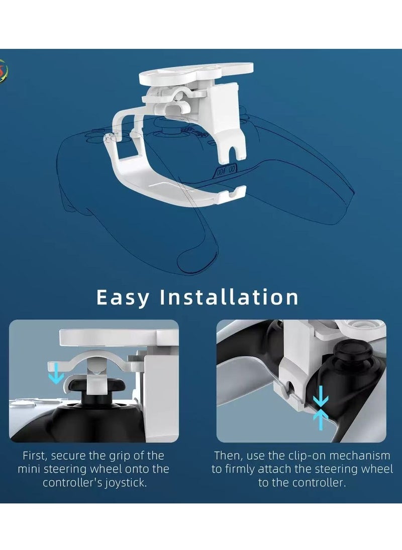 جاي واي إس JYS PS5 مقبض عجلة قيادة صغيرة مقبض اللعبة عجلة قيادة السباق ملحقات PS5 - لون المنتج: أبيض - Image 3