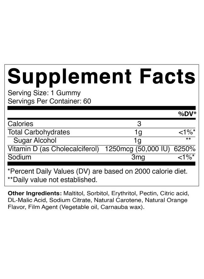 Vitamatic Sugar Free Vitamin D3 50000 Iu Weekly Supplement 60 Pectin Based Gummies Vitamin D Capsules For Bones Teeth And Immune Support  - Image 3