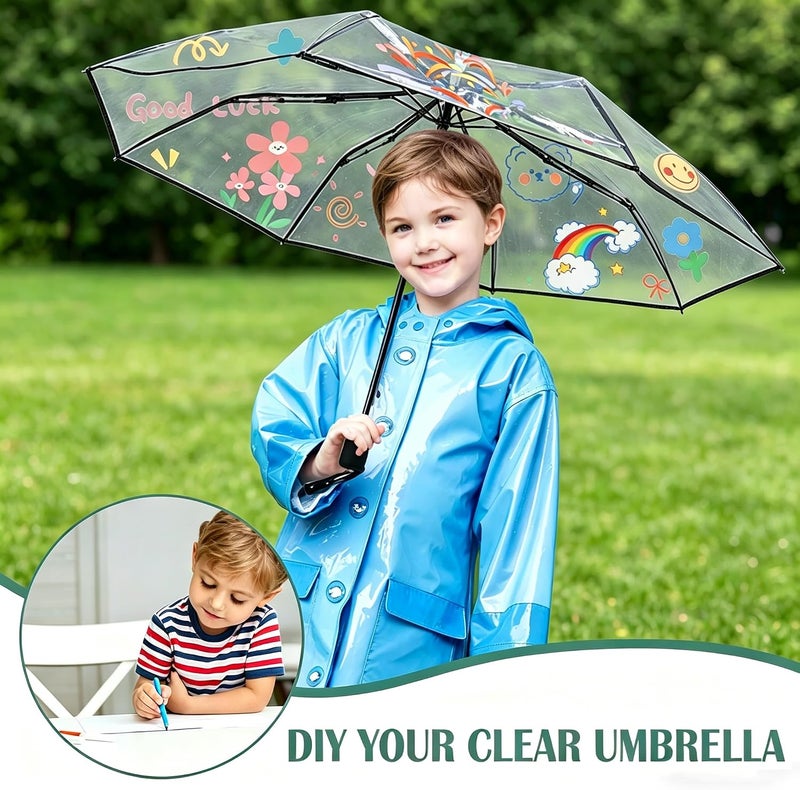 Simsedery Clear Transparent Automatic Folding Umbrella, Lightweight Portable Windproof Travel Umbrella Auto Open Close Design for Rain Wind Snow, Adult Unisex Use - Image 5