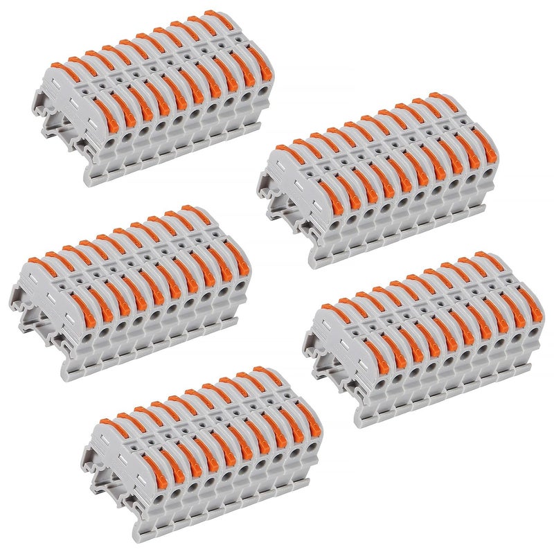 MELIFE 50PCS DIN Rail Terminal Blocks Kit Universal Compact Lever Wire Connector for Electrical Wires Detachable Ground Circuit Terminal Blocks for Circuit Inline 2812 AWG - Image 1