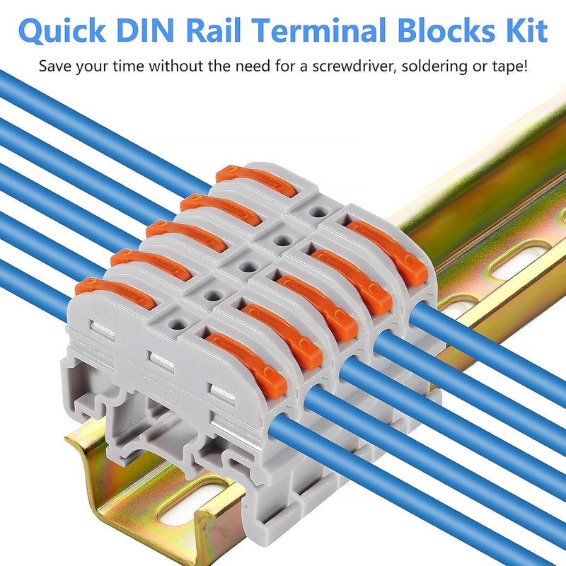 MELIFE 50PCS DIN Rail Terminal Blocks Kit Universal Compact Lever Wire Connector for Electrical Wires Detachable Ground Circuit Terminal Blocks for Circuit Inline 2812 AWG - Image 3