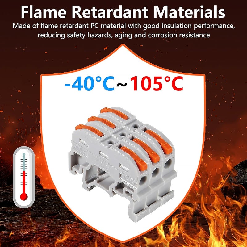 MELIFE 50PCS DIN Rail Terminal Blocks Kit Universal Compact Lever Wire Connector for Electrical Wires Detachable Ground Circuit Terminal Blocks for Circuit Inline 2812 AWG - Image 5