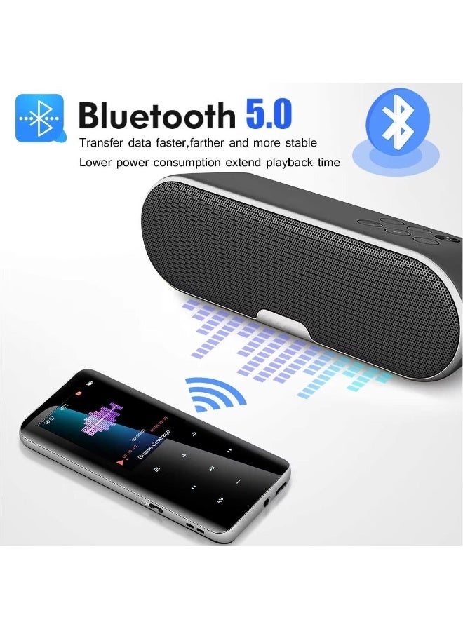 ليسو مشغل MP3 بسعة 32 جيجابايت ببلوتوث 5.0 - مشغل رقمي بدون فقدان موسيقى MP3 MP4 متنقل للأطفال مع راديو FM وسماعة عالية الوضوح للرياضة والجري، إطار من معدن أكريليك ثنائي الوجه بزاوية 2.5D - Image 3