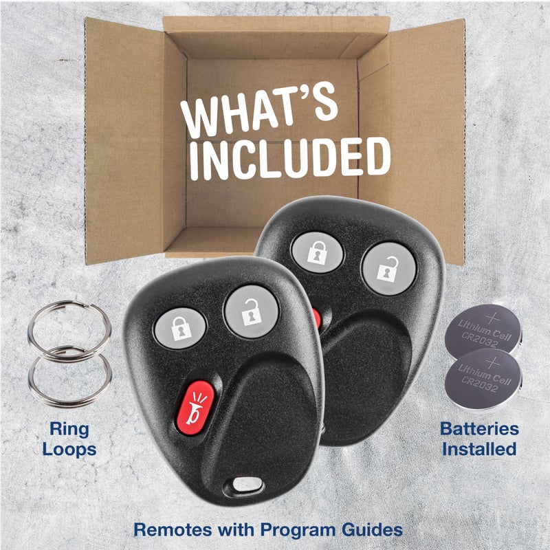 KeylessOption Key Fob Replacement for 2003 2004 2005 2006 2007 Chevrolet Chevy Silverado Suburban Tahoe GMC Sierra Yukon Cadillac Escalade Hummer H2 Keyless Remote Control, 3-Button LHJ011-2 Pack - Image 2
