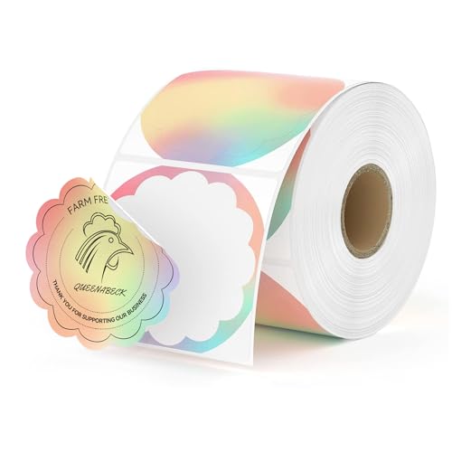 MUNBYN Flower Thermal Labels, 2.25" Rainbow Color Circle Thermal Stickers for DIY Business Logo, Small Business, 500 Sheets/1 Roll - Image 1