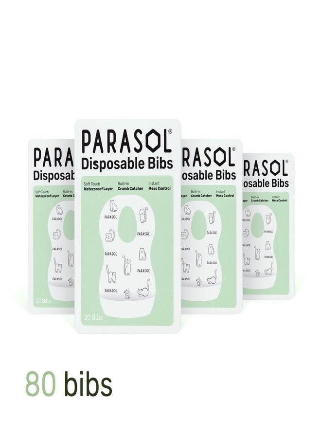 PARASOL Disposable Bibs, Soft-Absorbent Top Layer with Leak-Resistant Waterproof Backing, Built-In Crumb Catcher, Hypoallergenic, Disposable Bibs for Toddlers and Babies, 4 Boxes (20 Each), 80 Count - Image 2