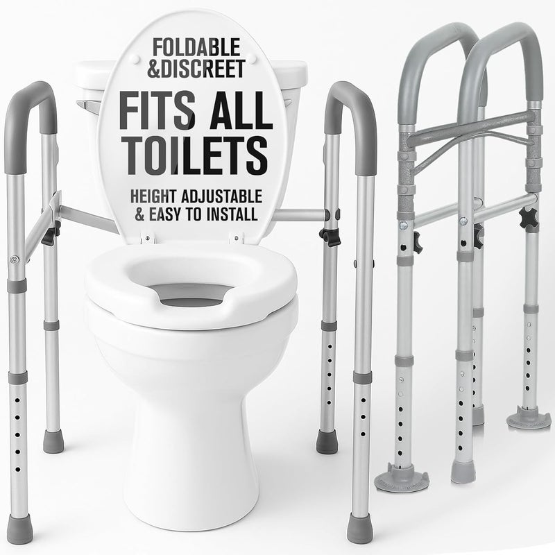 VIVE Toilet Safety Rail - Medical Chair for Handicapped & Seniors - Folding Bathroom Frame w/Handles, Arms for Elderly, Disabled - Standalone Grab Bar - Seat Assistance Support Stand Up Assist - Image 1