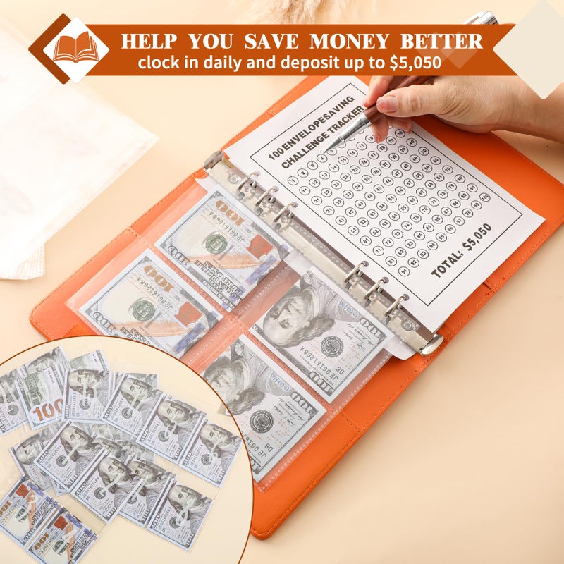 NICOOTH 100 Envelopes Money Saving Binder A5 Savings Challenge Book Easy and Fun Way to Save $5,050 - Image 5