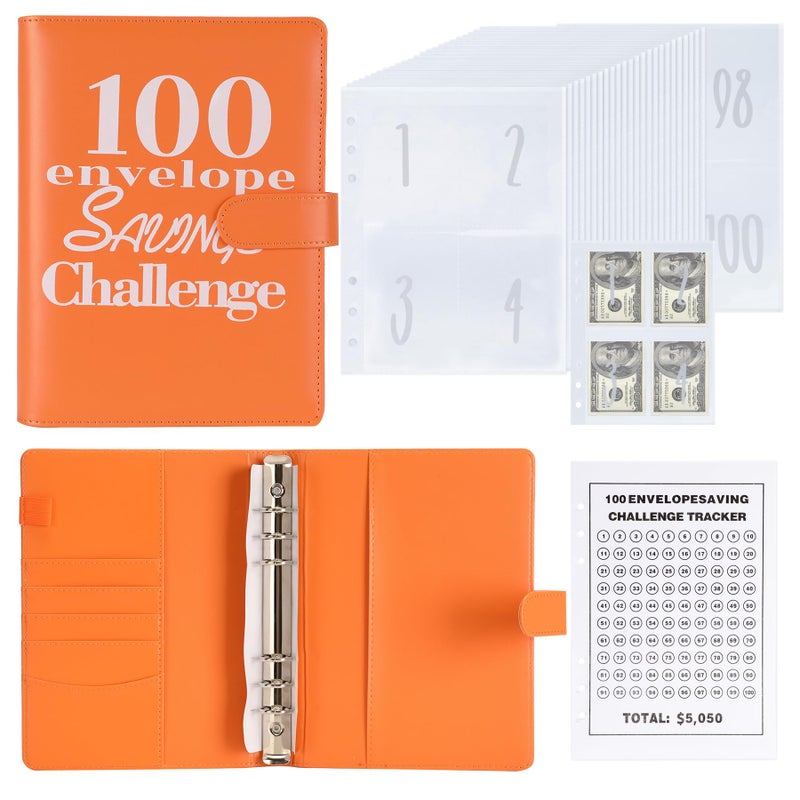NICOOTH 100 Envelopes Money Saving Binder A5 Savings Challenge Book Easy and Fun Way to Save $5,050 - Image 1
