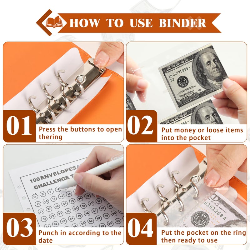 NICOOTH 100 Envelopes Money Saving Binder A5 Savings Challenge Book Easy and Fun Way to Save $5,050 - Image 3