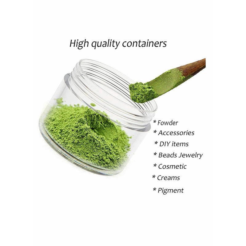 SOLARAE Plastic Makeup Cosmetic Jars, 12pcs 15ml Column Refillable Travel Empty Clear Sample Container Pots Bottles with Black Screw-on Lids and 6pcs Mini Spatulas for Creams/Powder/Make Up Cosmetic - Image 2