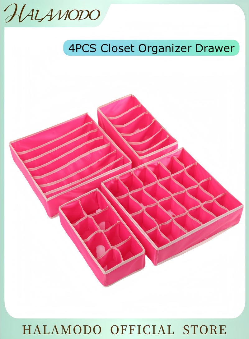 HALAMODO 4PCS Closet Underwear Organizer Drawer Divider Foldable Underwear Drawer Organizer Closet Dividers Storage Box for Clothes & Socks  - Image 1