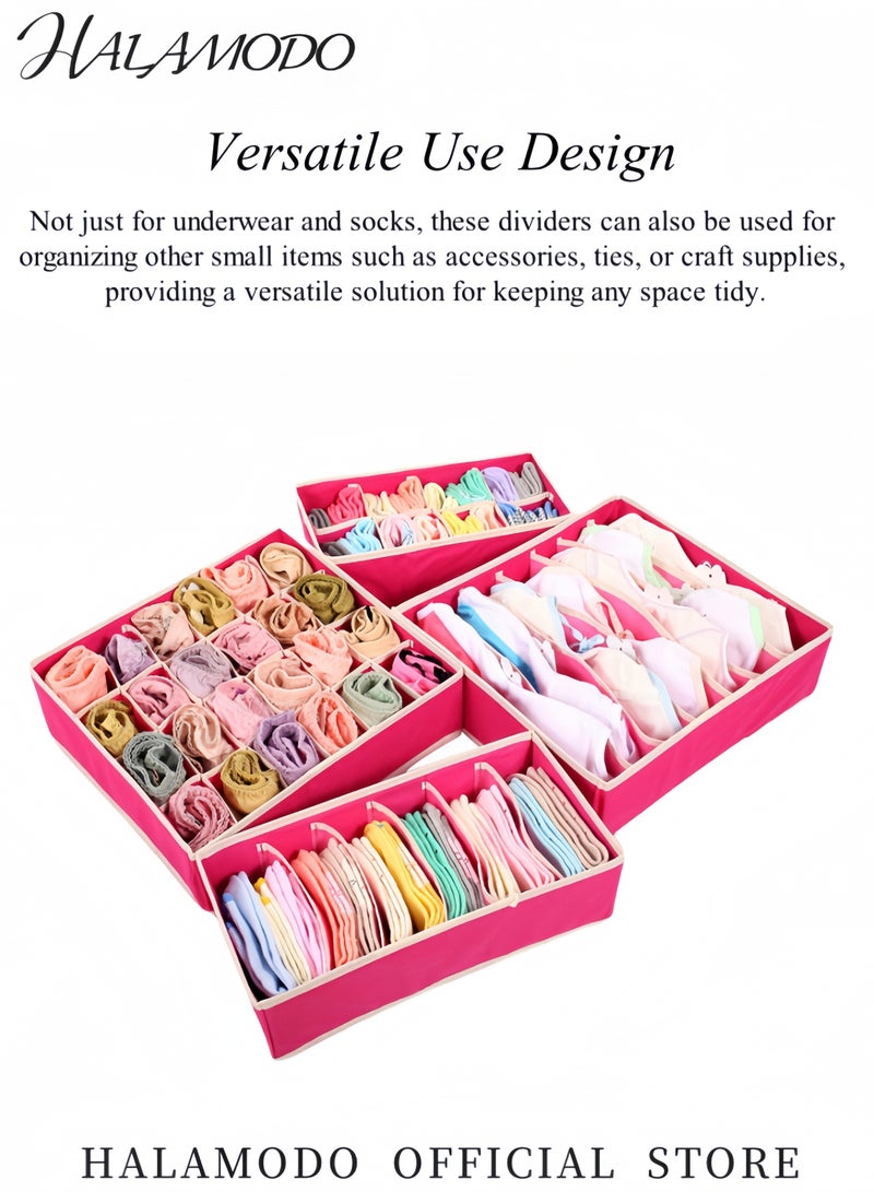HALAMODO 4PCS Closet Underwear Organizer Drawer Divider Foldable Underwear Drawer Organizer Closet Dividers Storage Box for Clothes & Socks  - Image 4