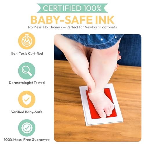 Tiny Gifts Clean Touch Ink Pad for Baby Handprints and Footprints – Inkless Infant Hand & Foot Stamp – Safe for Babies, Doesn’t Touch Skin – Perfect Family Memory or Gift – Red Print Kit by Tiny Gifts - Image 3