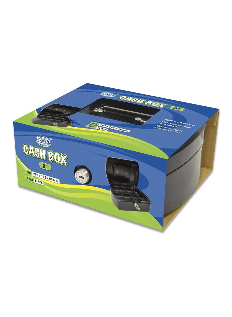 FIS Cash Box Steel Black Color With key lock, 205 x 160 x 90 mm, 8 Inch Lock Size - FSCPTS0130BK - Image 4