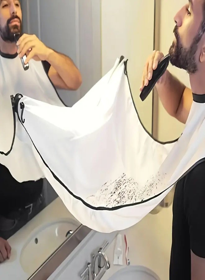 AROAQ Premium Beard Shaving Apron for Men – Leak-Proof, Adjustable Barber-Grade Beard Bib for Precision Shaves | Stylish & Easy-to-Clean Polyester Beard Catcher - Black - Image 2