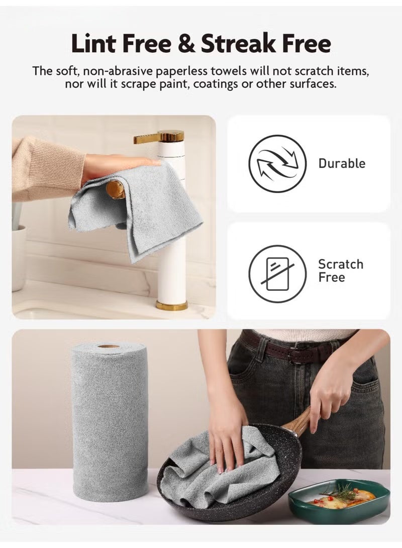 NT Microfiber Ultra Absorbent Cleaning Cloth, Lint Free, Streak Free Cleaning Rag Towels for Washing Cars, Kitchen and Window, 20*20 CM, Grey, 50 Pack - Image 2