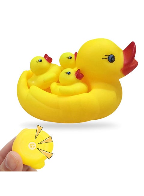 4-Piece Duck Bath Toy Set, Lovely Duck Baby Bathtub Toys,Soft Floating Swimming Duck Water Toys,Duckie Family Bath Toy Set  Floats On Water Bath Toy