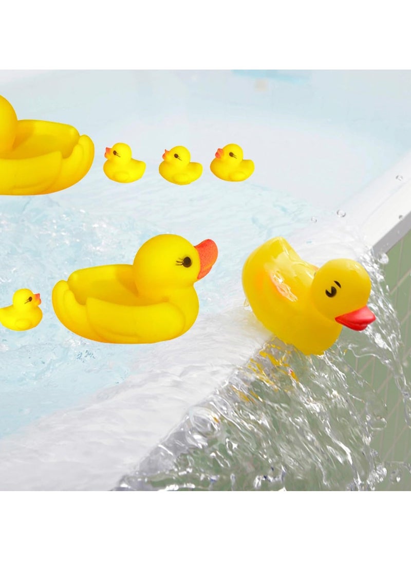 4-Piece Duck Bath Toy Set, Lovely Duck Baby Bathtub Toys,Soft Floating Swimming Duck Water Toys,Duckie Family Bath Toy Set  Floats On Water Bath Toy