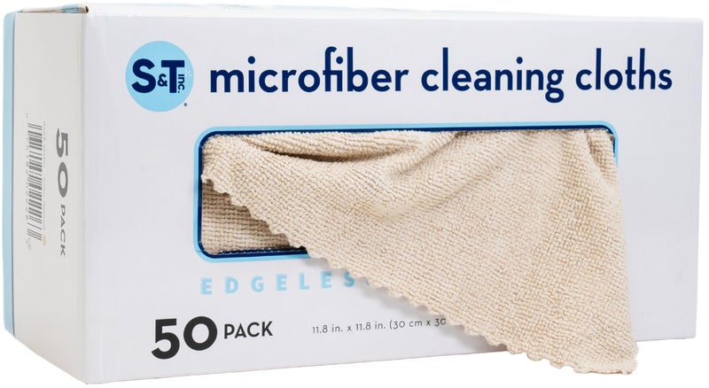 S&T INC. ST INC 50 Pack Microfiber Cleaning Cloth with Box Bulk Towels for Home Reusable Microfiber Towels for Cars Cleaning Rags Beige 190gsm 118 Inches x 118 Inches 50 Count - Image 2