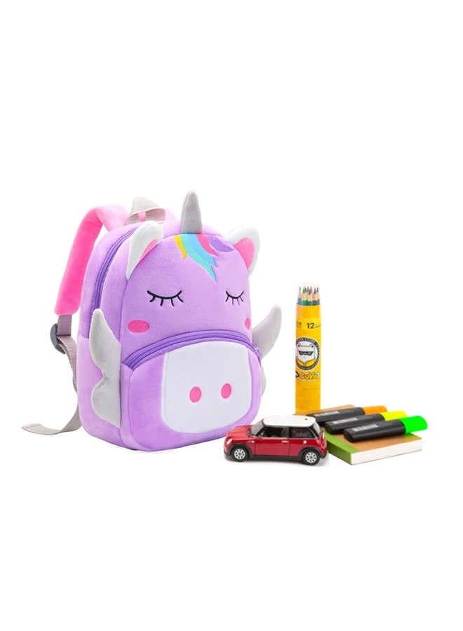 Cute Toddler Backpack Toddler Bag Plush Animal Cartoon Mini Travel Bag for Baby Girl Boy 2-6 Years(Purple Cute Unicorn)  - Image 4
