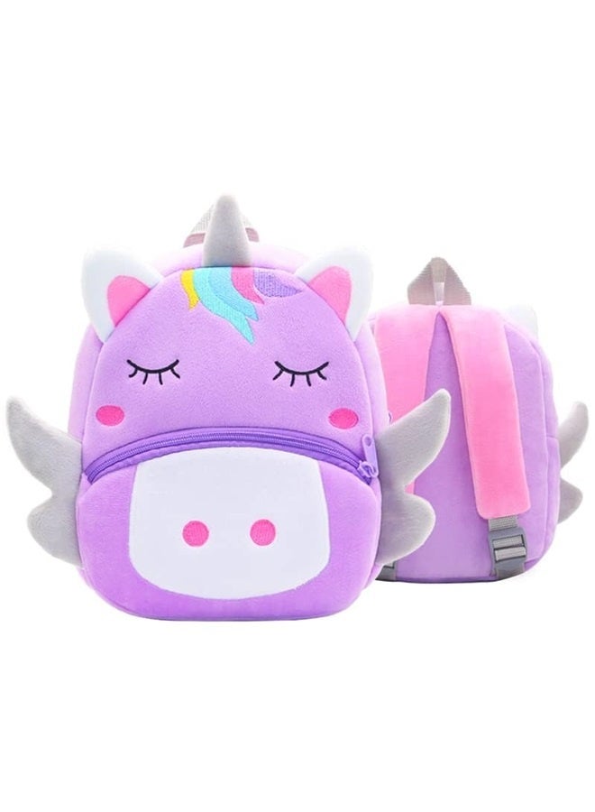 Cute Toddler Backpack Toddler Bag Plush Animal Cartoon Mini Travel Bag for Baby Girl Boy 2-6 Years(Purple Cute Unicorn)  - Image 2