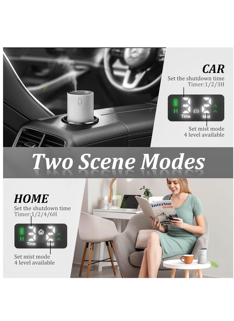 Excefore - Waterless Diffuser for Essential Oil, Aromatherapy Diffuser for Home with Battery Indicator, Portable Smart Scent Air Machine 1/2/3 & Continuous Mist, Timing & Auto-off Function, 400~500 sq. ft Scent - Image 1