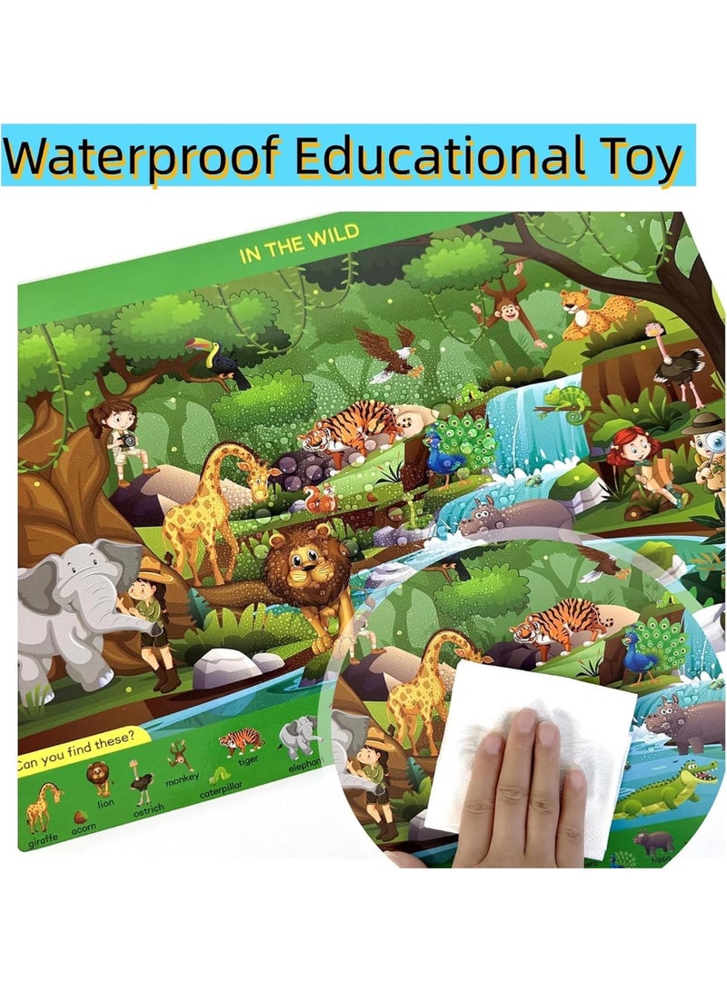 ابحث واعثر على كتب للأطفال، كتاب تعليمي مشغول للأطفال من عمر 3-5 سنوات، 12 لوحة نشاط بمواضيع مختلفة معMarkers، ألعاب سفر رائعة للرحلات البرية والطائرات، أفضل هدية للأطفال - Image 5