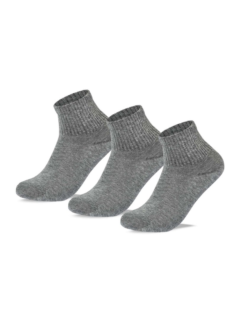SAM SOCKS Kids Set of 3 Half Long School Plain Socks Grey Size 30-33 EU - Image 1