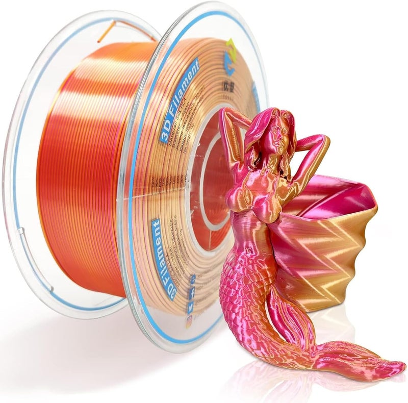 YOUSU Silk PLA Filament for 3D Printer, Dual Color 3D Printing Material, 175mm. Dimensional Accuracy / 003mm., Shiny Pearlescent with Good Adhesion, Vacuum Sealed (2) - Image 2