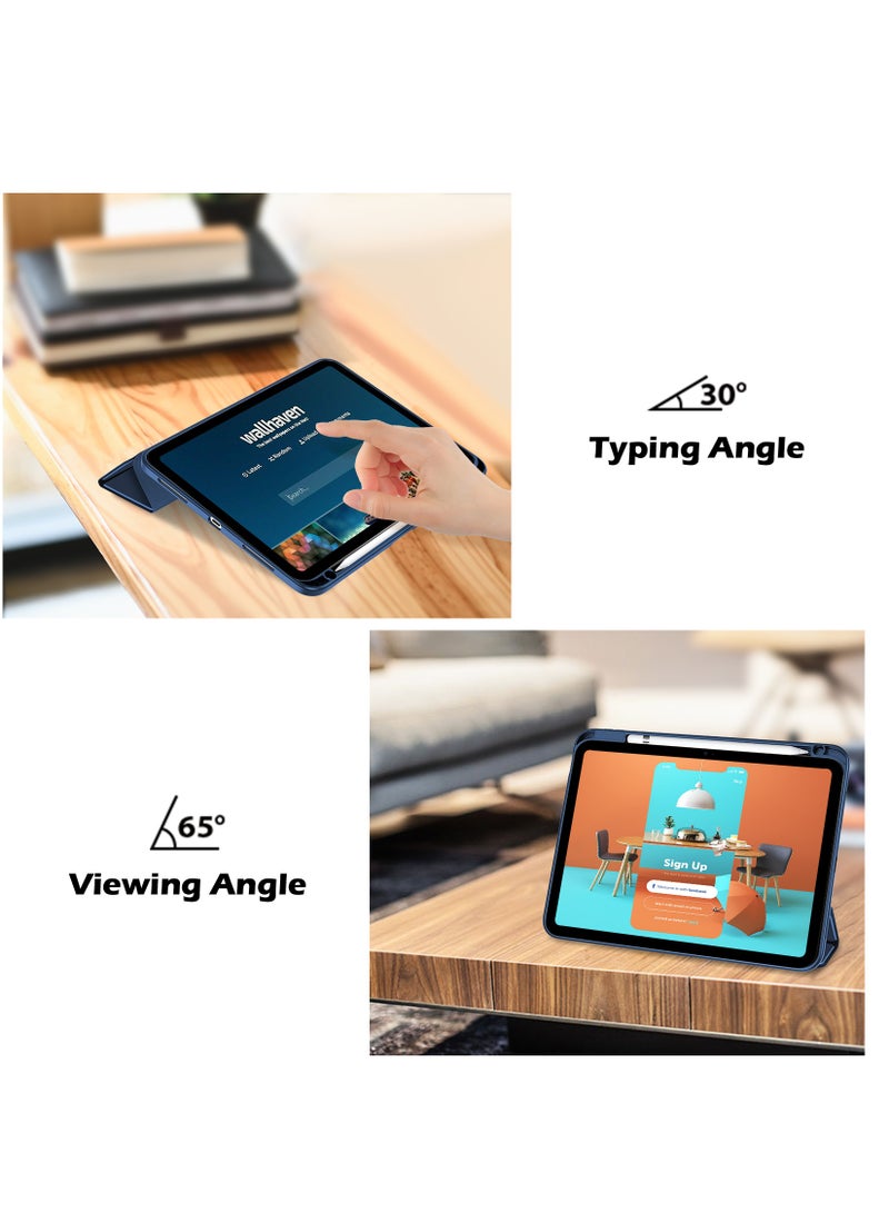 ProCase for iPad 10th Gen Case with Pencil Holder 2022 iPad 10.9 Inch Case, Clear Transparent Back Shell Trifold Protective Cases Shockproof Cover for 2022 iPad 10th Gen A2696 A2757 A2777 -Navy - Image 3