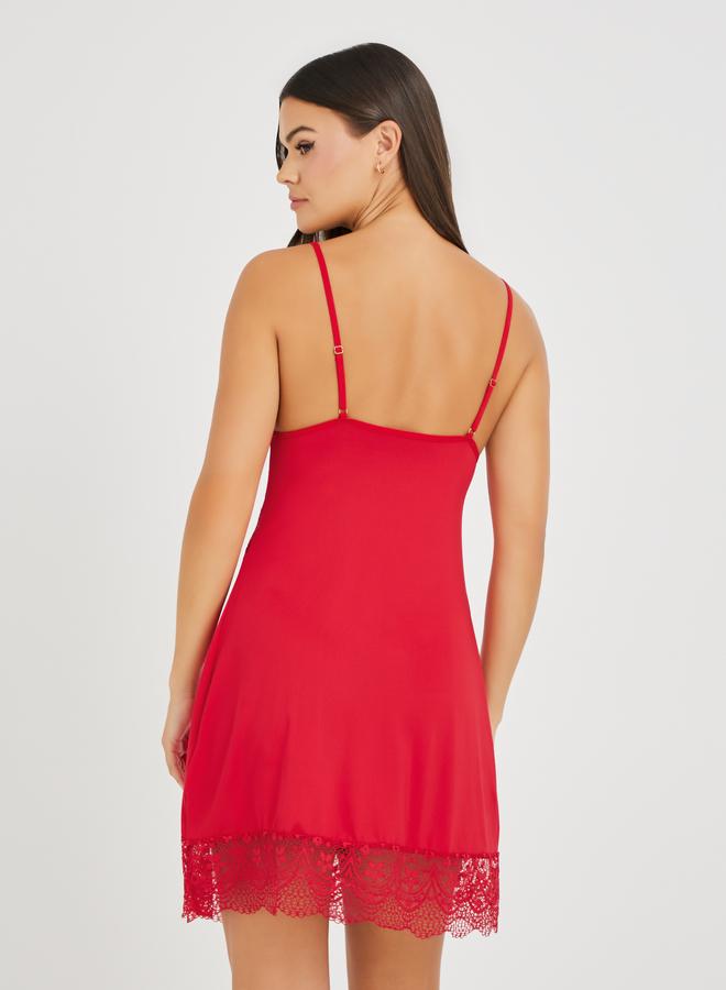 Take Two Take Two Lace Trim Cut Out Waist Satin Slip Dress - Image 4