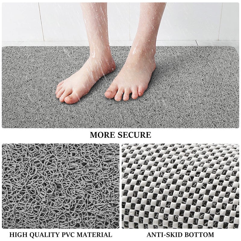 LuxStep Shower Mat Bathtub Mat,24x16 inch, Non-Slip Bath Mat with Drain, Quick Drying PVC Loofah Bathmat for Tub,Shower,Bathroom (Phthalate Free,Grey) - Image 3