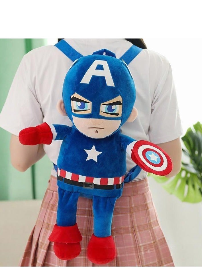 general Avengers Captain America Children's Plush Backpack Kindergarten Backpack Plush Shoulder Bag Gift For Kids 40cm - Image 5