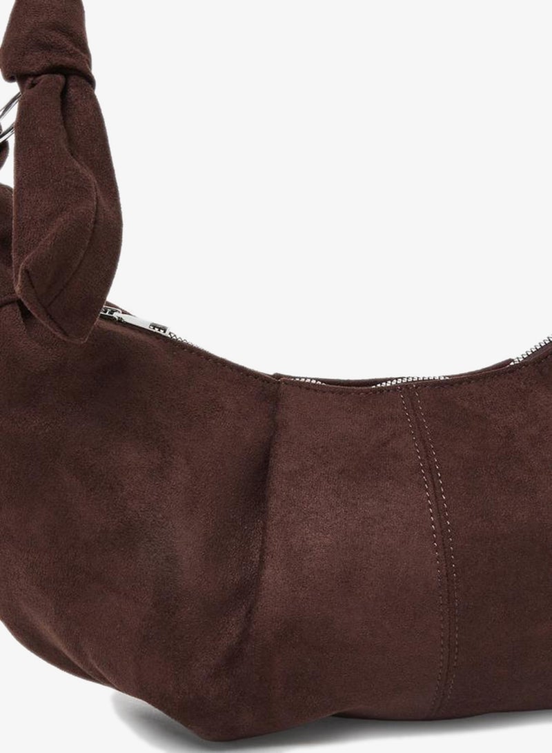 Styli Women Brown Suede Half Moon Shoulder Bag - Image 3