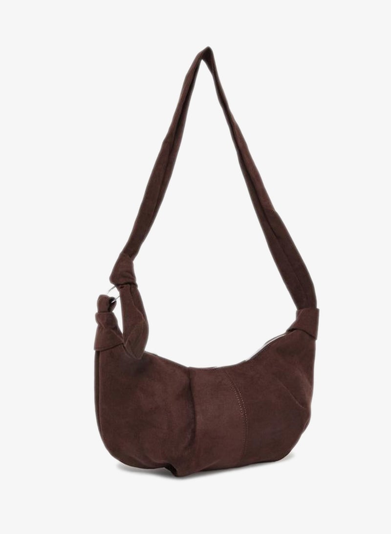 Styli Women Brown Suede Half Moon Shoulder Bag - Image 1