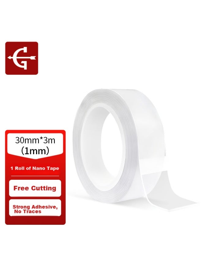 يونج جوان Yongguan شريط لاصق مزدوج الوجه، لاصق نانو قوي، 30mm*3m، شفاف، سحري، عديم الآثار، مزدوج الوجه، مُسمّك، للأزواج، عبارات رأس السنة، مقبس السيارة، إطار الصور، تركيب الحائط، فائق القوة، شريط لاصق عالي اللزوجة - Image 2
