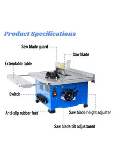 Corded 1200W Table Saw, 8 Inch, 5000 RPM 45ºBevel Cutting with Extension Bracket, Ideal for Woodworking, Home Repair and DIY-Blue - pzsku/ZC2ED5B1E413D281B3729Z/45/_/1740559266/9943cc16-79ab-4221-9bb2-e335d91d37d7