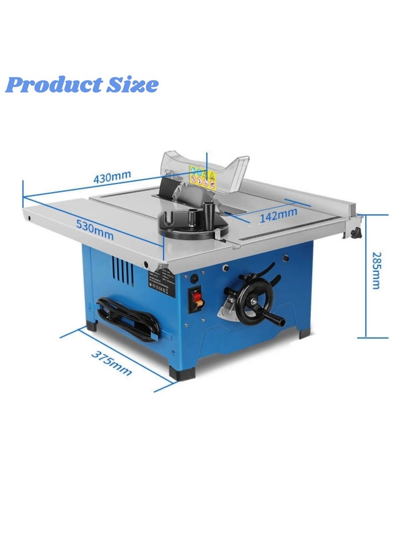 Corded 1200W Table Saw, 8 Inch, 5000 RPM 45ºBevel Cutting with Extension Bracket, Ideal for Woodworking, Home Repair and DIY-Blue