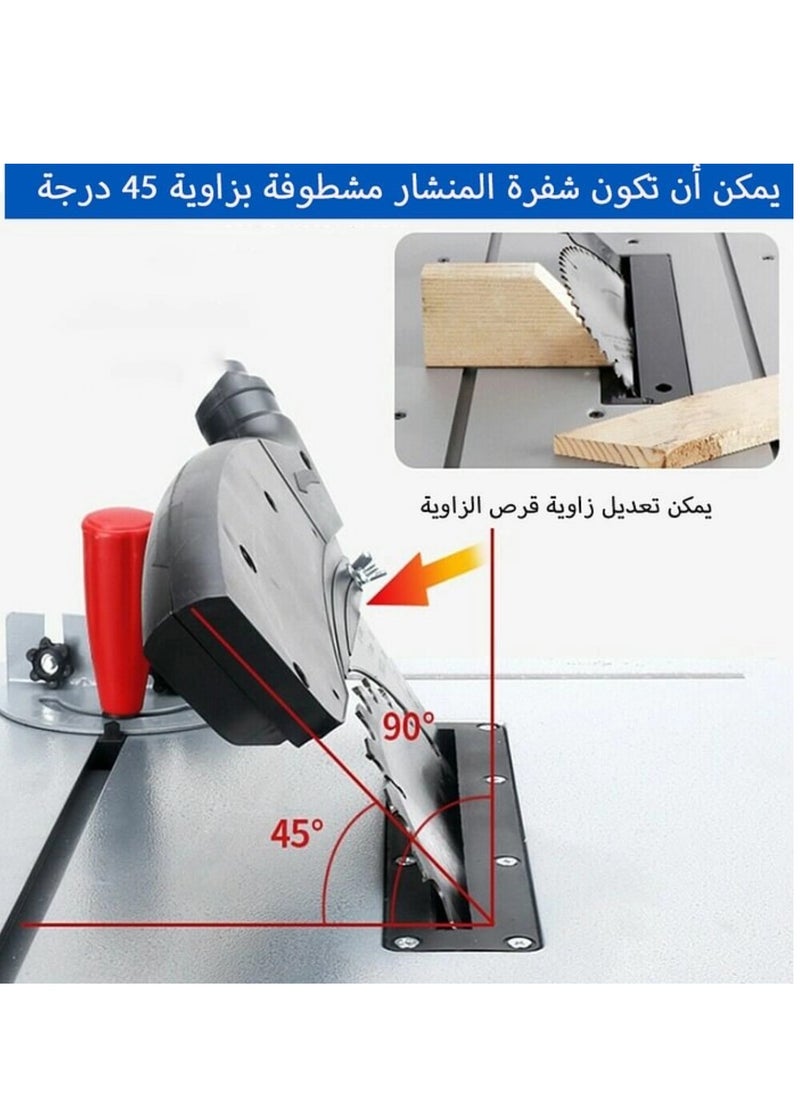 Corded 1200W Table Saw, 8 Inch, 5000 RPM 45ºBevel Cutting with Extension Bracket, Ideal for Woodworking, Home Repair and DIY-Blue
