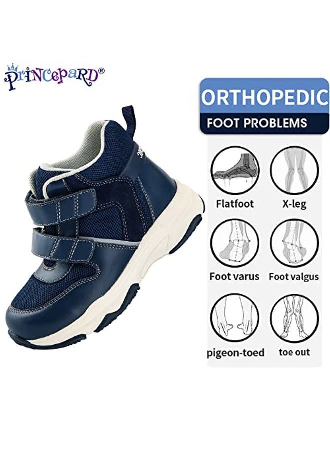 princepard Orthopedic Shoe for Kids and Toddlers,Corrective Sneakers with Ankle and Arch Support for Boys and Girls'Flat Feet and Tiptoe Walking,Anti-Slip Sole Blue - Image 2