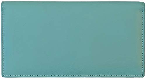 123 Cheap Checks Turquoise RFID Leather Checkbook Cover With Credit Card Slots and Pen Holder - Image 1