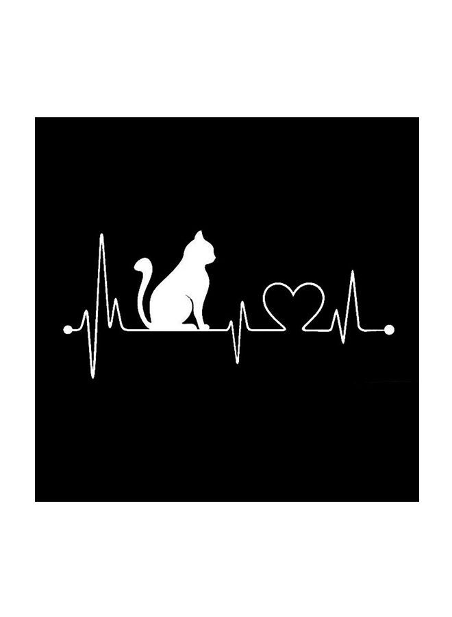 NIBEMINENT 10-Piece Cat Heartbeat Lifeline Shape Vinyl Decal Car Sticker - Image 1