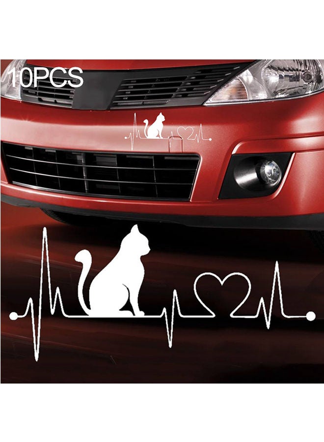 NIBEMINENT 10-Piece Cat Heartbeat Lifeline Shape Vinyl Decal Car Sticker - Image 2