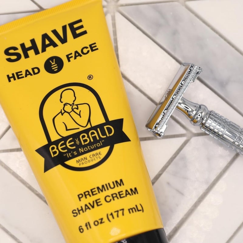 Bee Bald كريم حلاقة بي بالد شيف الفاخر ينزلق بسلاسة وسرعة مذهلة للوجه والرأس، 6 أونصة سائلة - Image 5