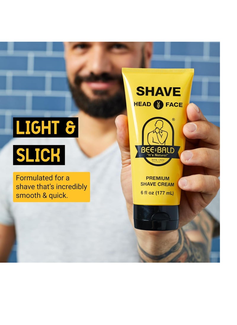 Bee Bald - Bee Bald SHAVE Premium Shave Cream Goes On Light & Slick For A Shave That's Incredibly Smooth & Quick For Both Face And Head, 6 Fl Oz - Image 1
