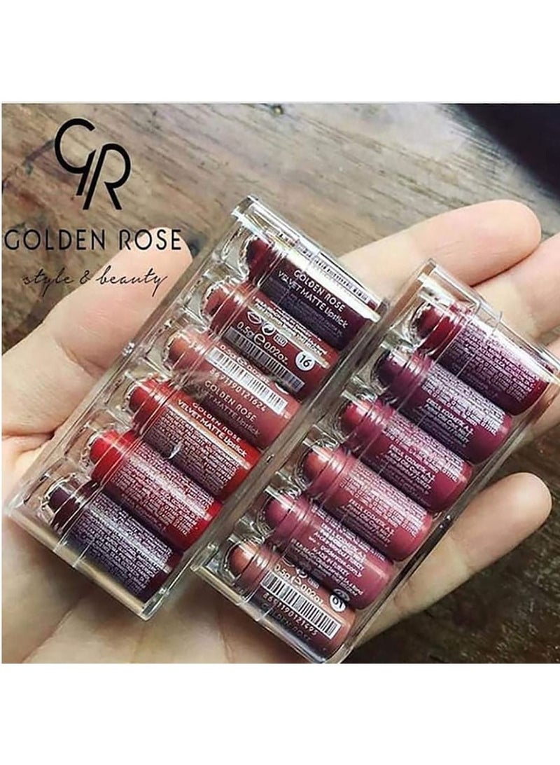Golden Rose مجموعة أحمر الشفاه المخملي غير اللامع من غولدن روز، 6 قطع، مزيج 1 - Image 4