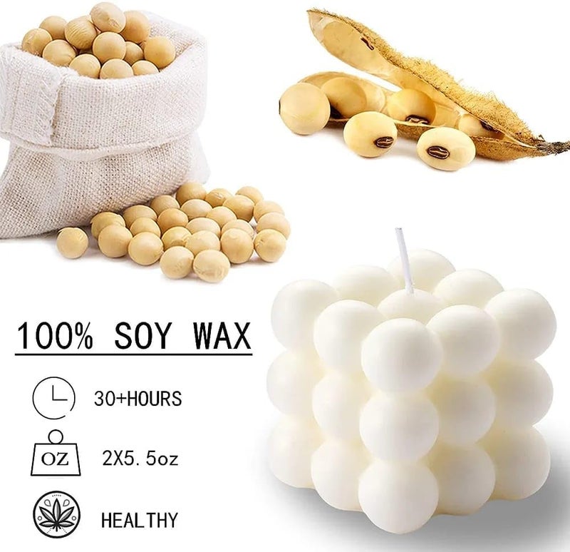 TADRUP Aroma Scented 100 Pure Soy Wax Candle Big Bubble Candles for Birthday Gift Diwali Decorations Special Occasion Christmas Set of 2 Multicolor - Image 3